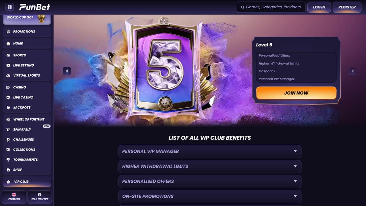 VIP programme Funbet Casino