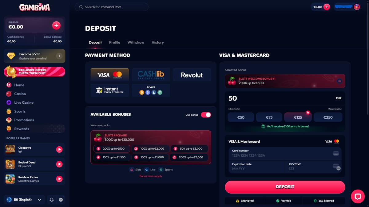 Deposit Gambiva Casino