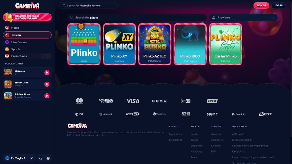 Mini games Gambiva Casino