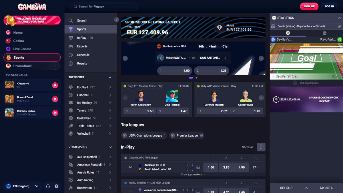 Sports betting Gambiva Casino