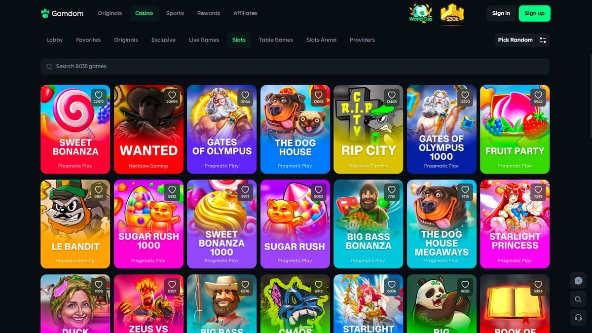 Slot machines Gamdom Casino