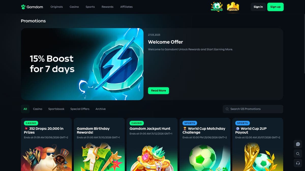 Welcome gift Gamdom Casino