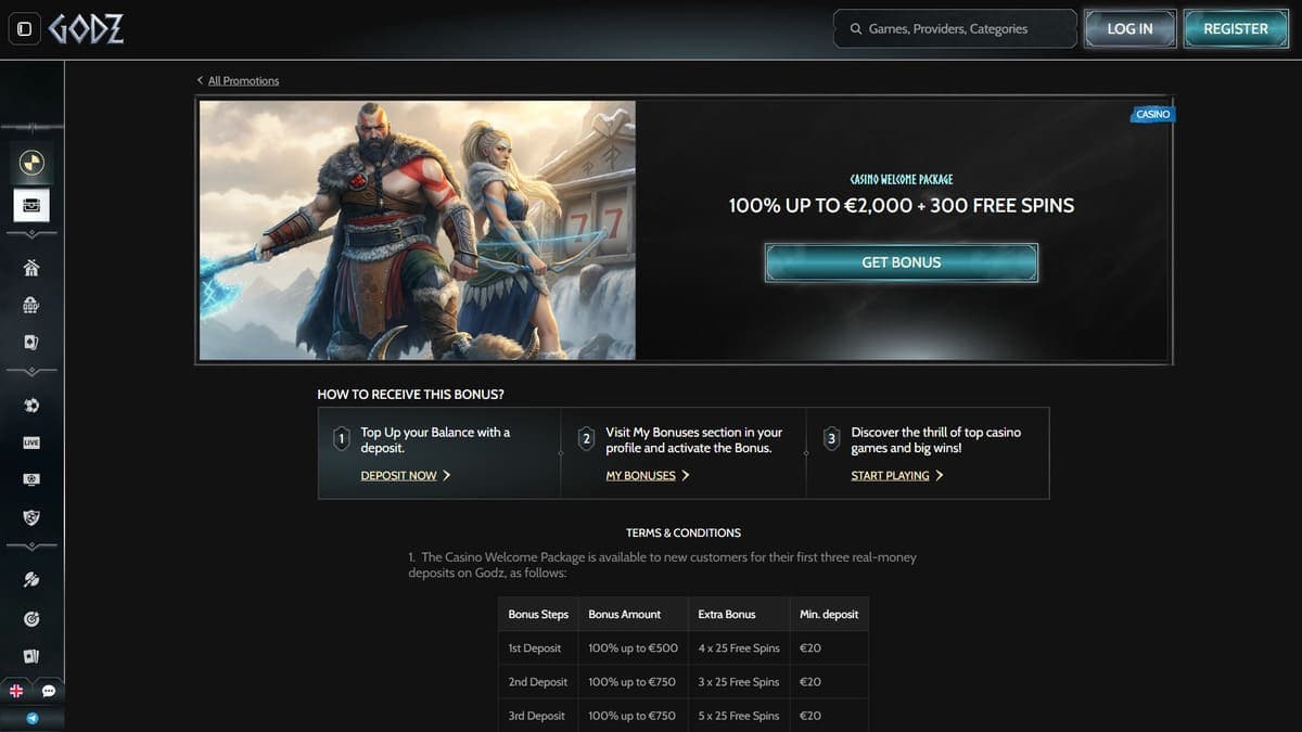 Welcome pack Godz Casino