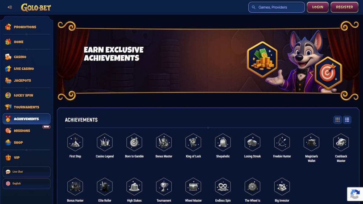 Achievements Golobet Casino