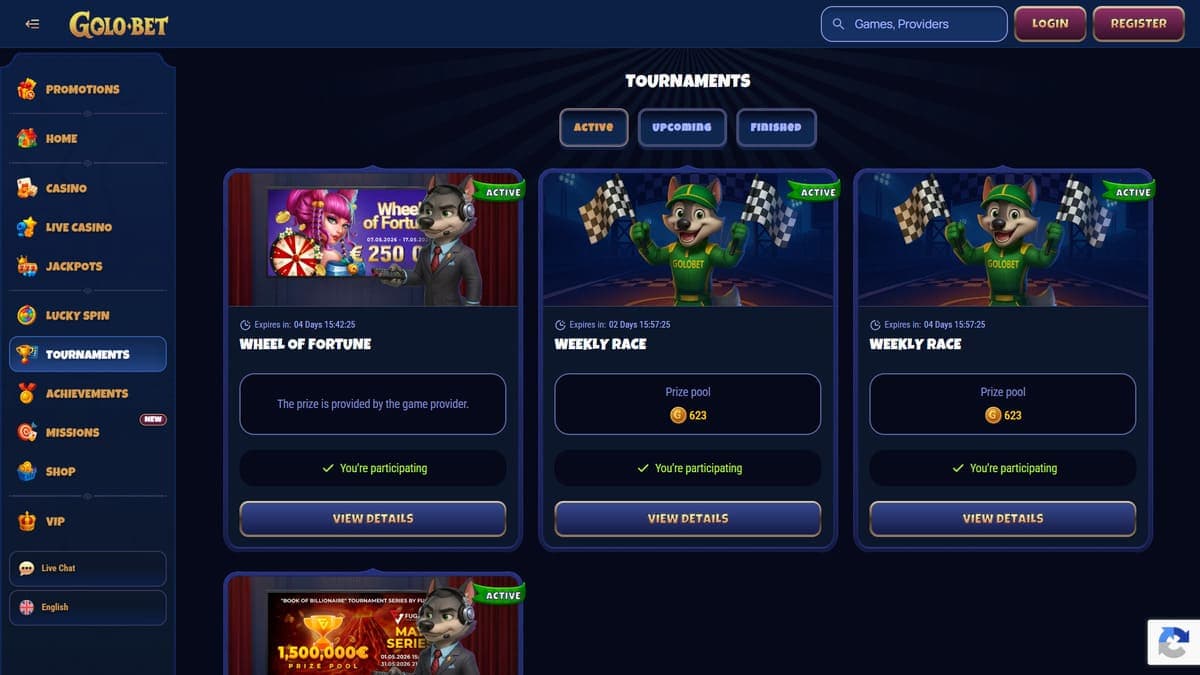 Tournaments Golobet Casino