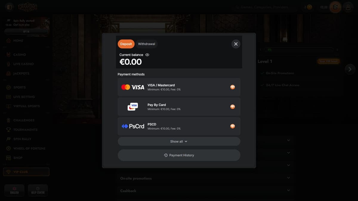 Deposit Gransino Casino