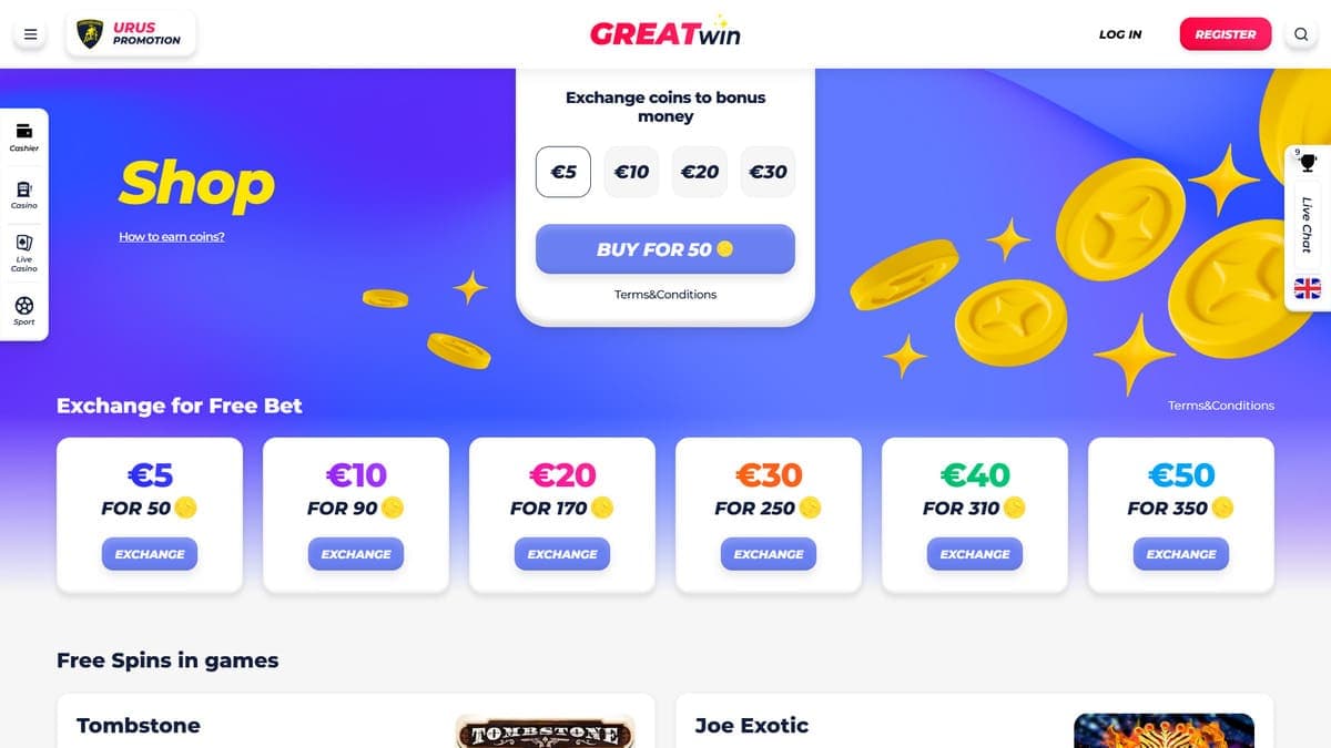 Shop GreatWin Casino