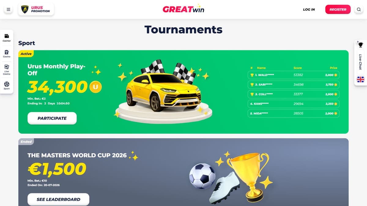 Tournaments GreatWin Casino