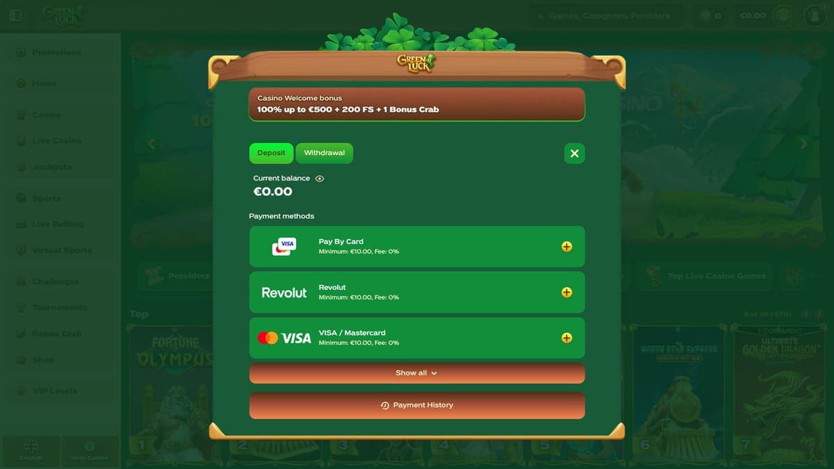 Deposit GreenLuck Casino