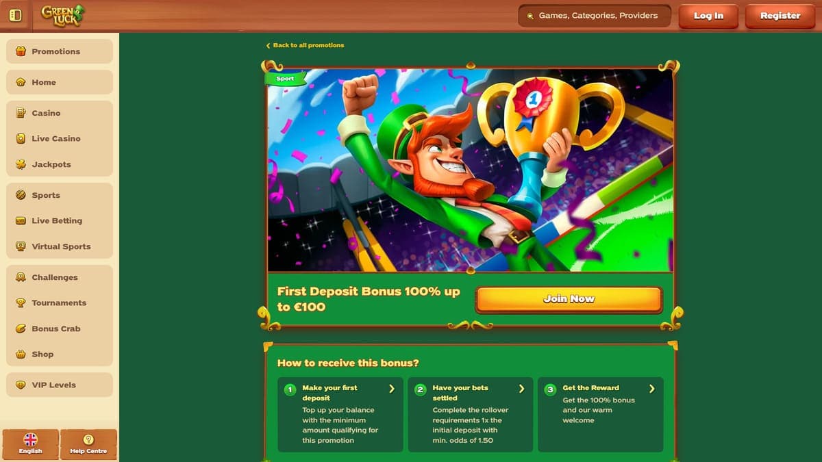 First deposit bonus GreenLuck Casino