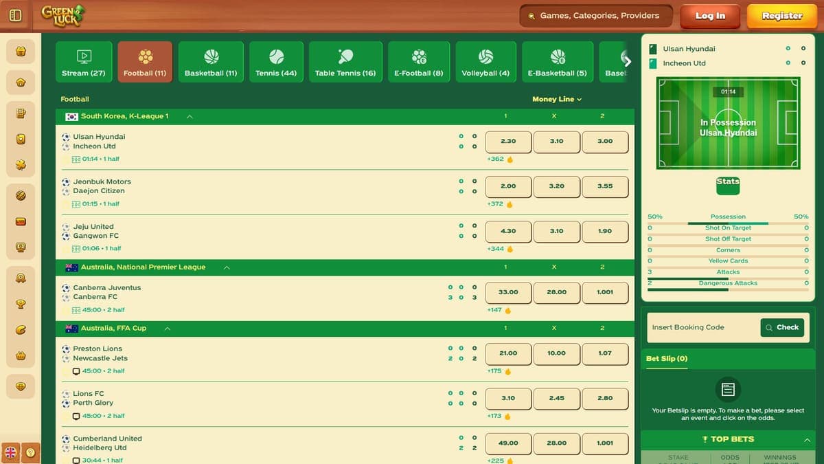 Live betting GreenLuck Casino