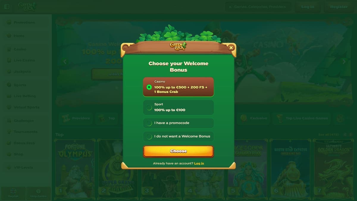 Registration GreenLuck Casino