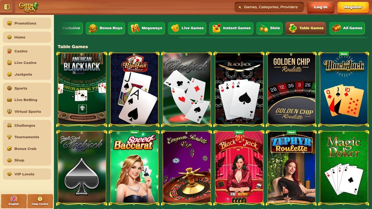 Table games GreenLuck Casino