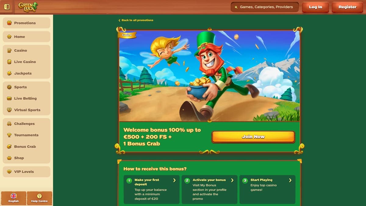 Welcome bonus GreenLuck Casino