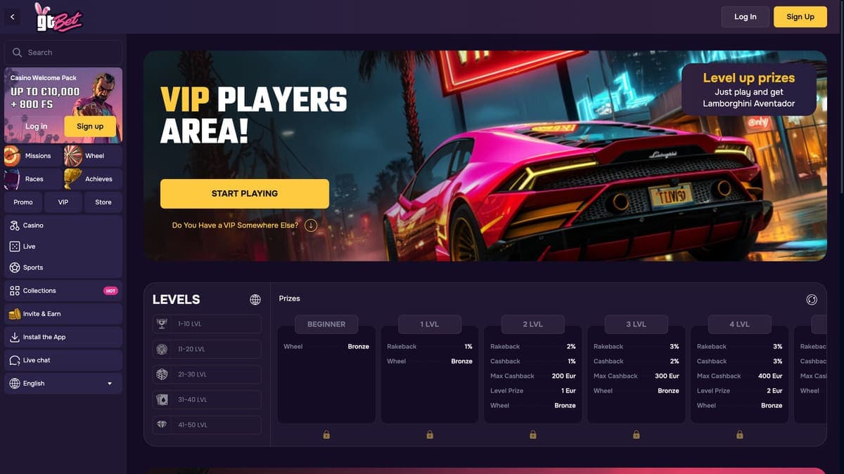 GTBet Casino VIP Space