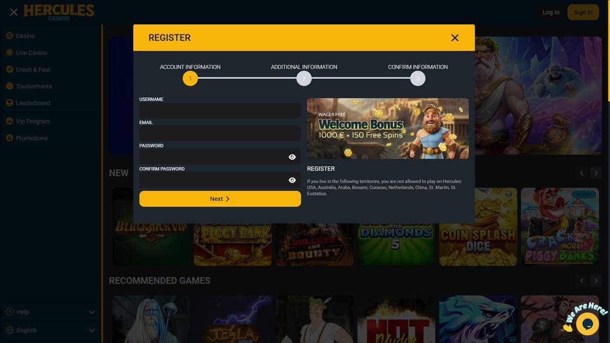 Sign up Hercules Casino