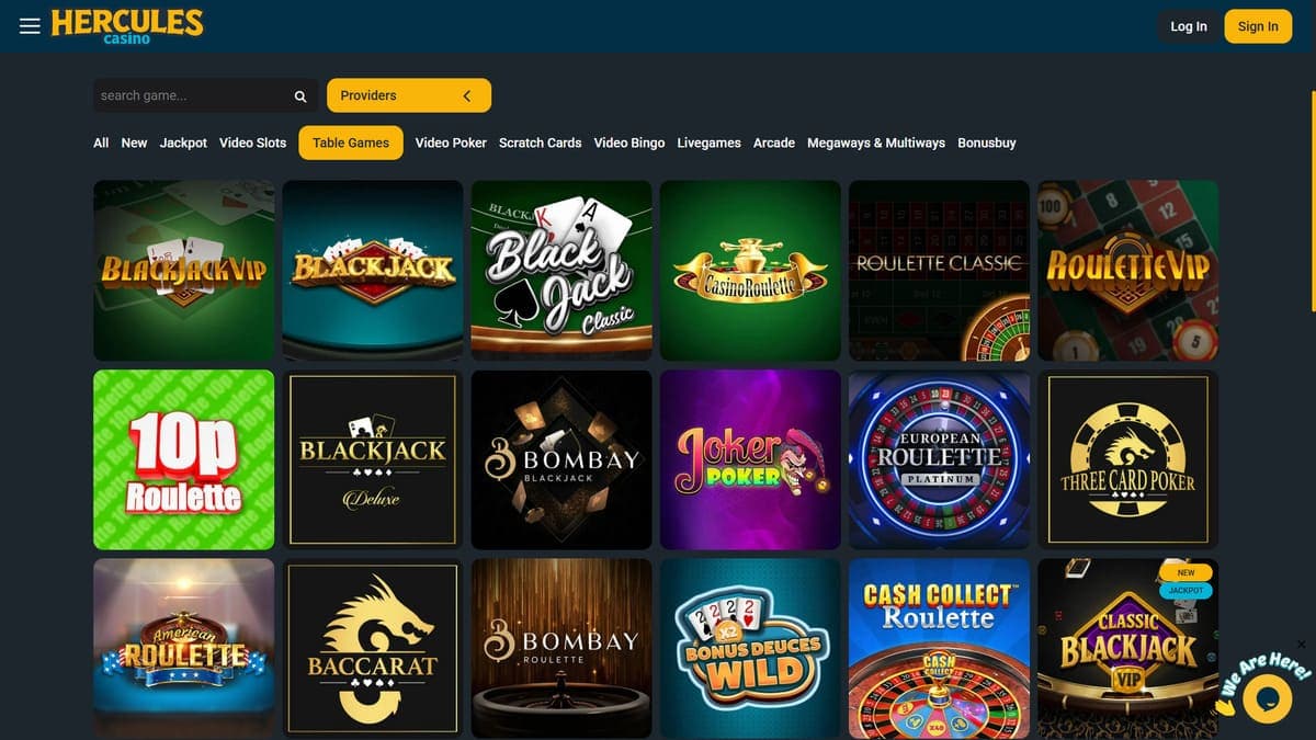 Table games Hercules Casino