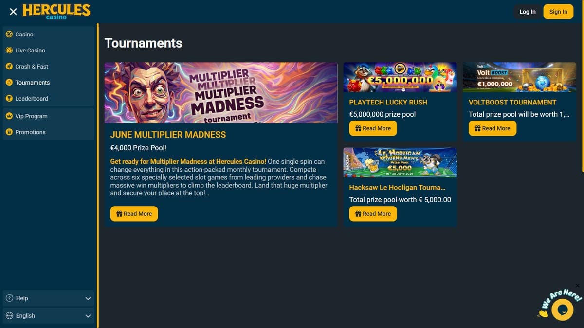 Tournaments Hercules Casino