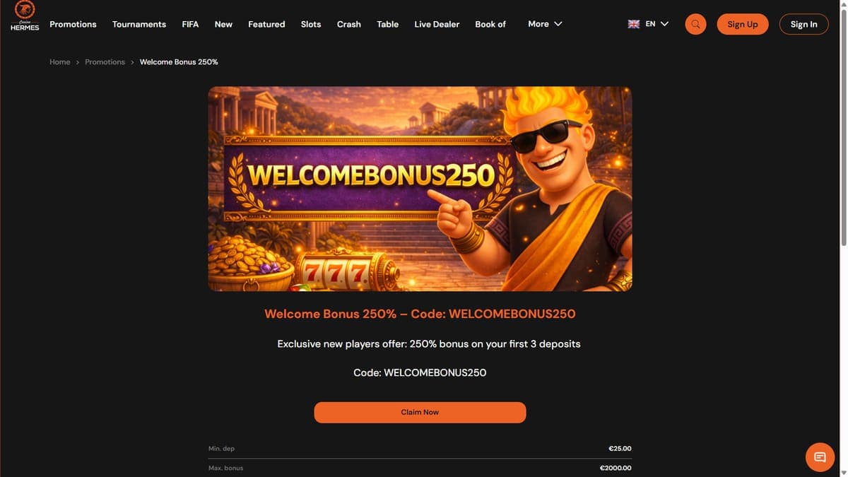 Welcome bonus Hermès Casino
