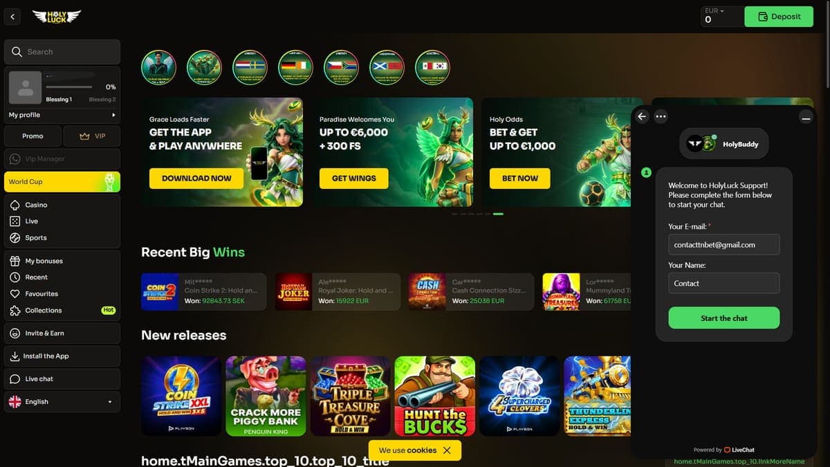 Customer service Holyluck Casino