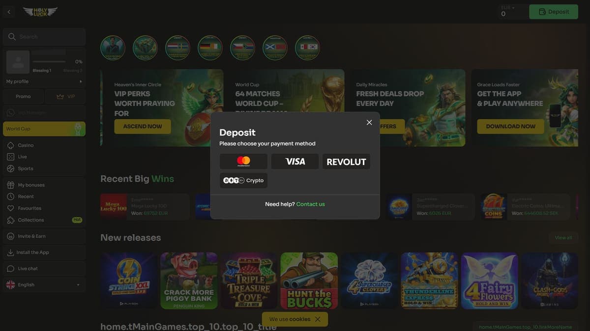 Deposit Holyluck Casino