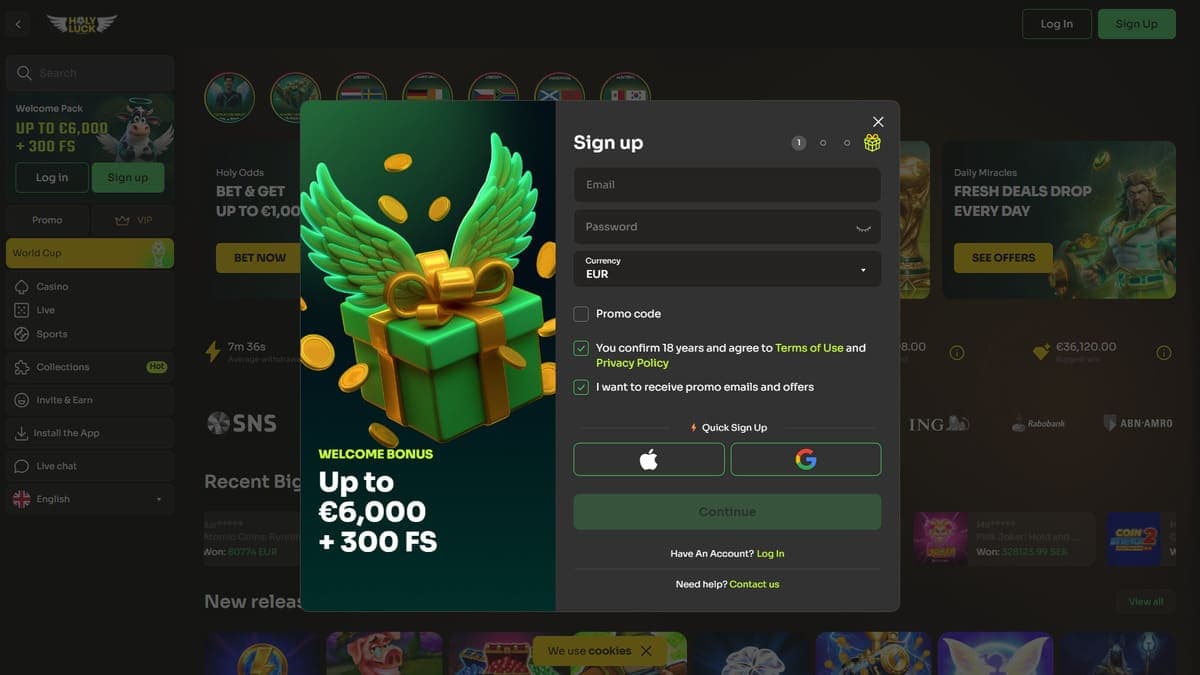 Sign-up Holyluck Casino
