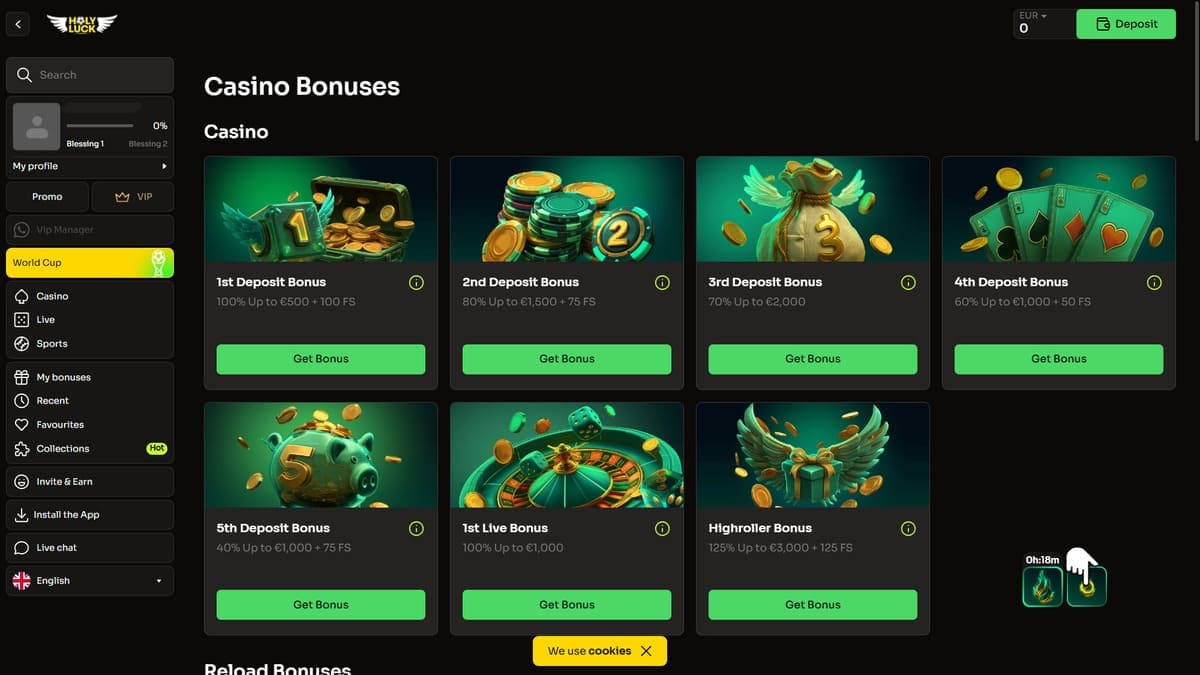 Welcome pack Holyluck Casino