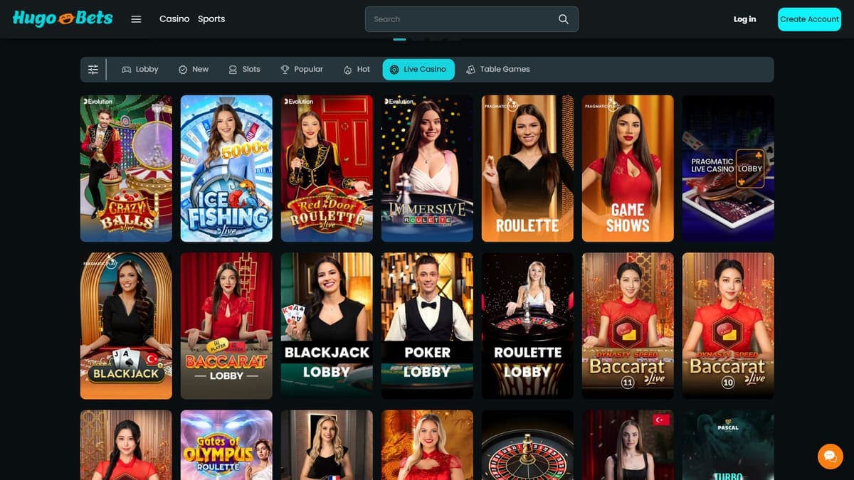 Casino live Hugo Bets Casino