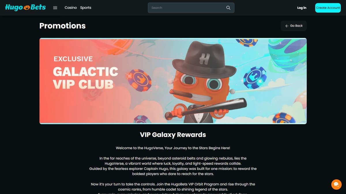 VIP program Hugo Bets Casino