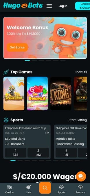 Hugo Bets casino mobile