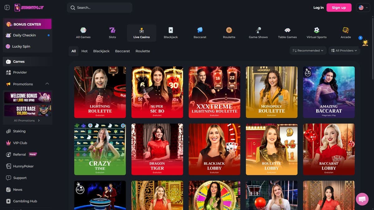Live casino HunnyPlay Casino
