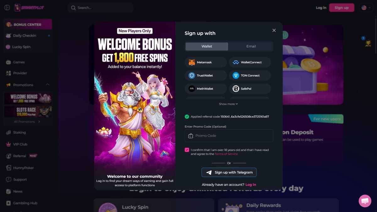 Welcome Pack HunnyPlay Casino