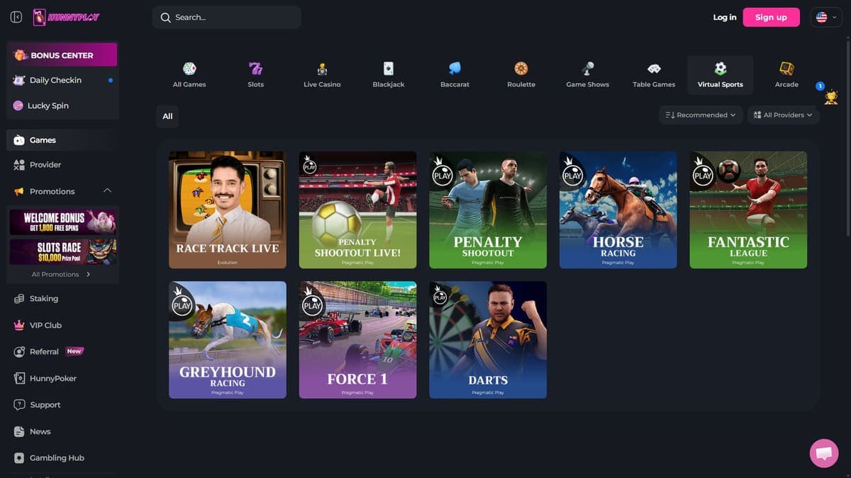 Virtual sports HunnyPlay Casino