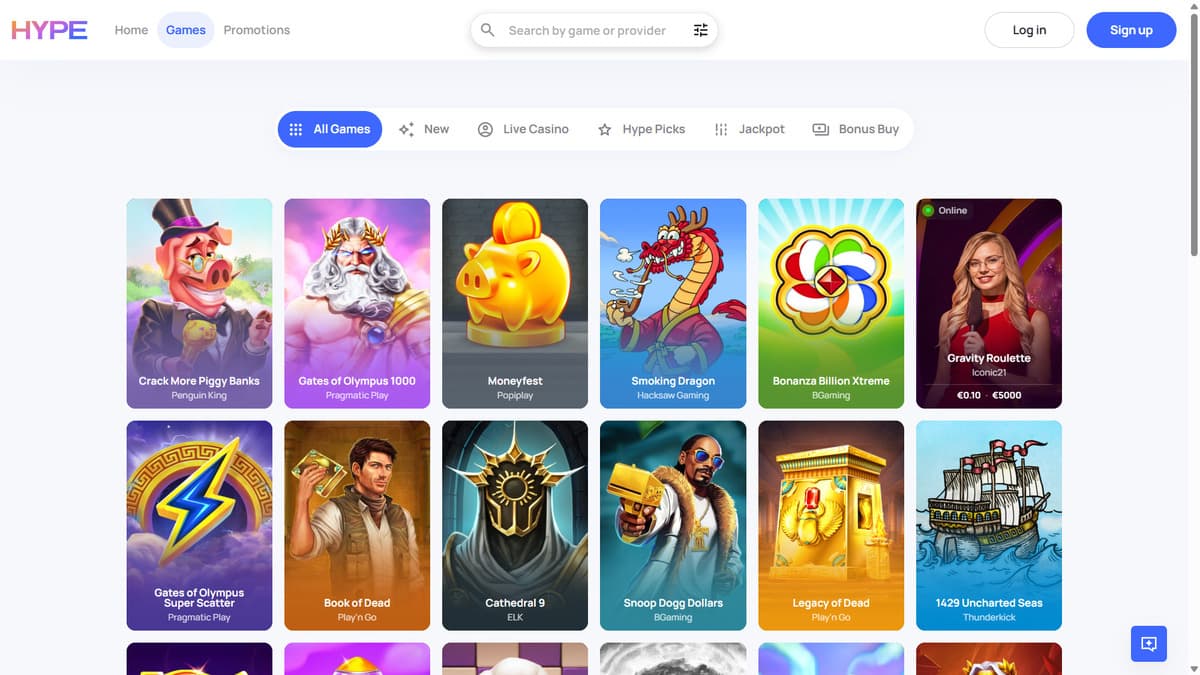 Games library Hype Kasino Casino