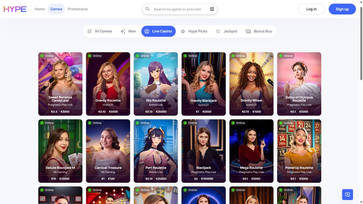 Live casino Hype Kasino Casino
