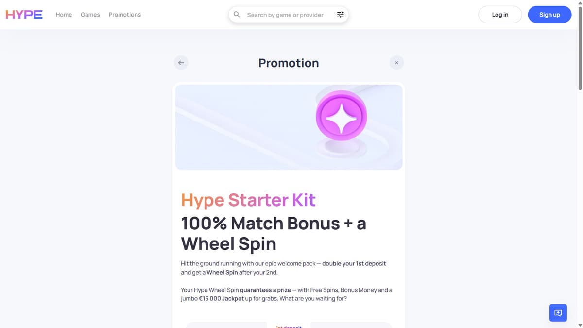 Welcome bonus Hype Kasino Casino