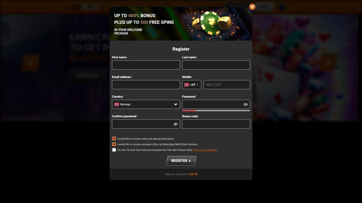 Registration i24Slots Casino