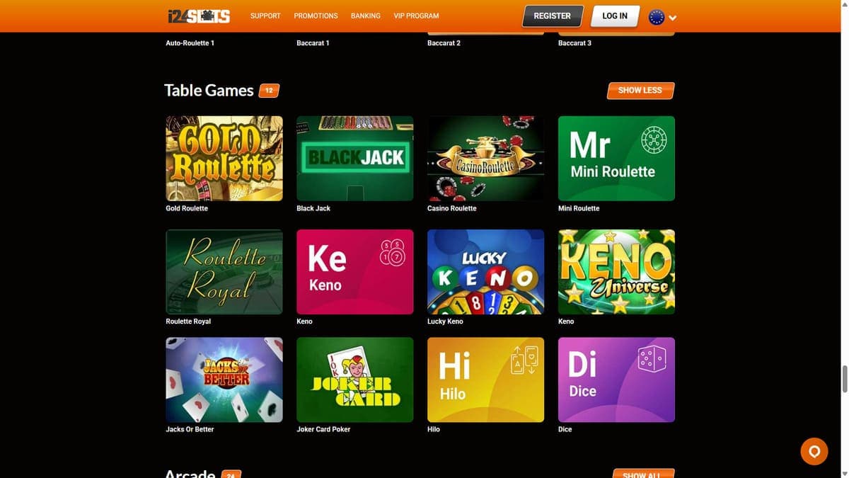 Table games i24Slots Casino