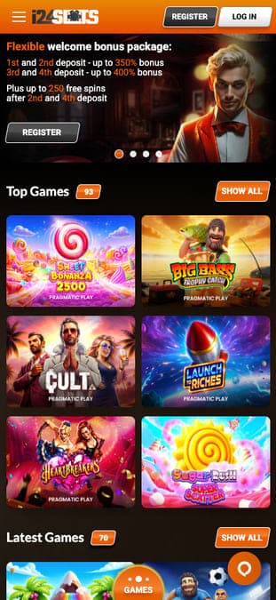 i24Slots casino mobile
