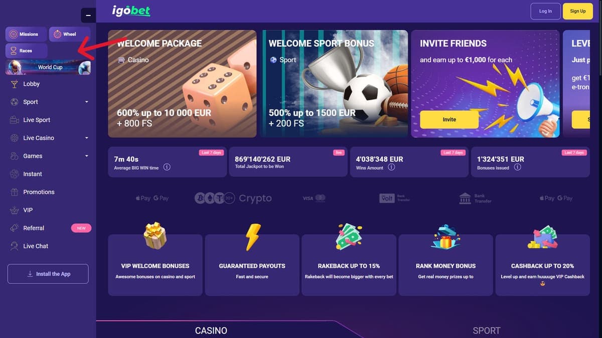 VIP features Igobet Casino