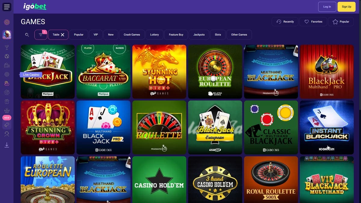 Table games Igobet Casino