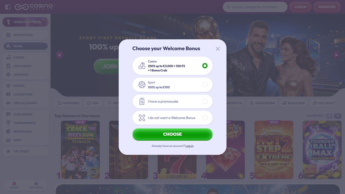 Registration Casino Infinity