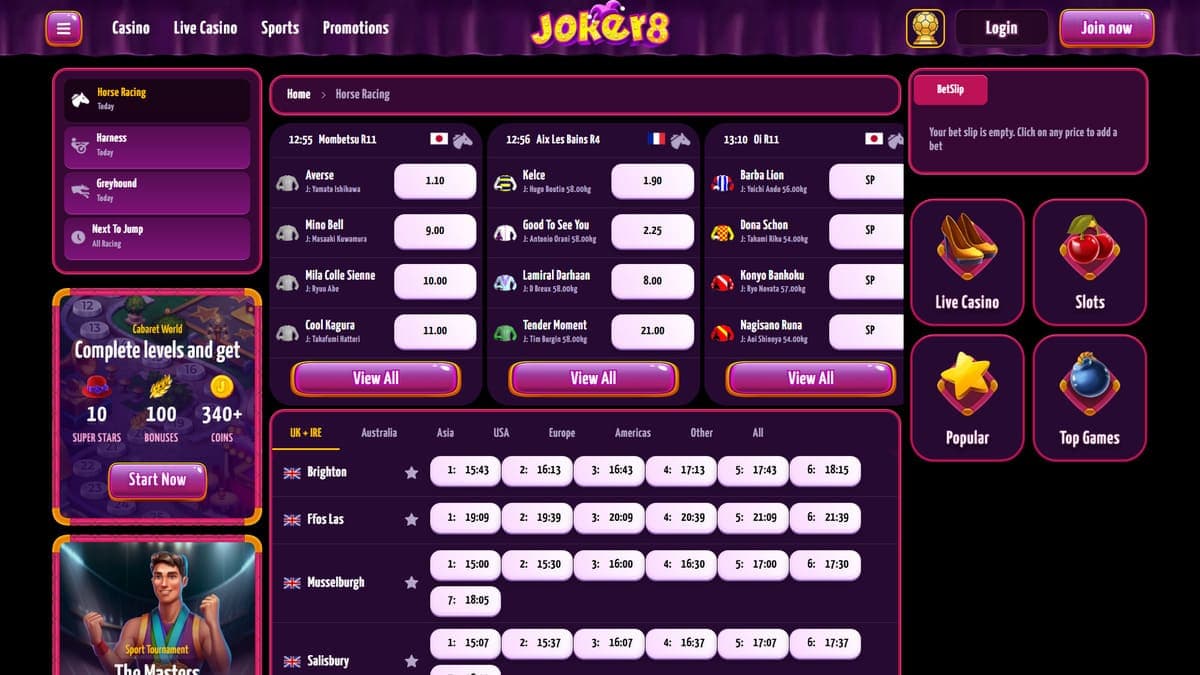 Horse racing Joker8 Casino