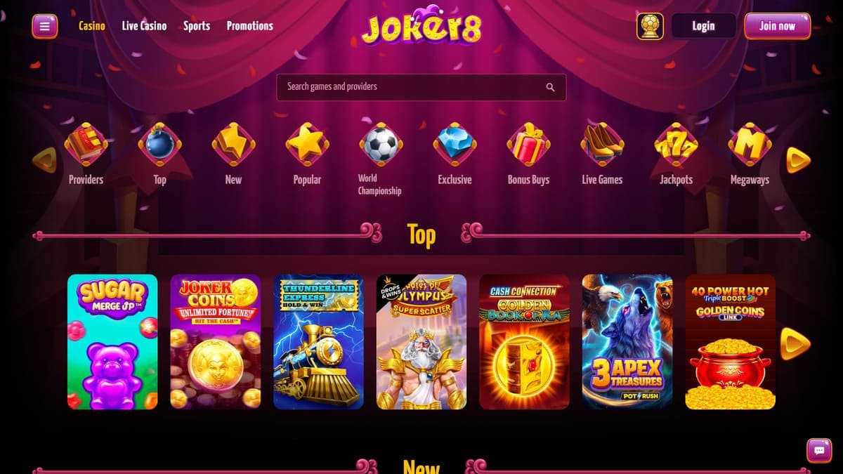Homepage Joker8 Casino