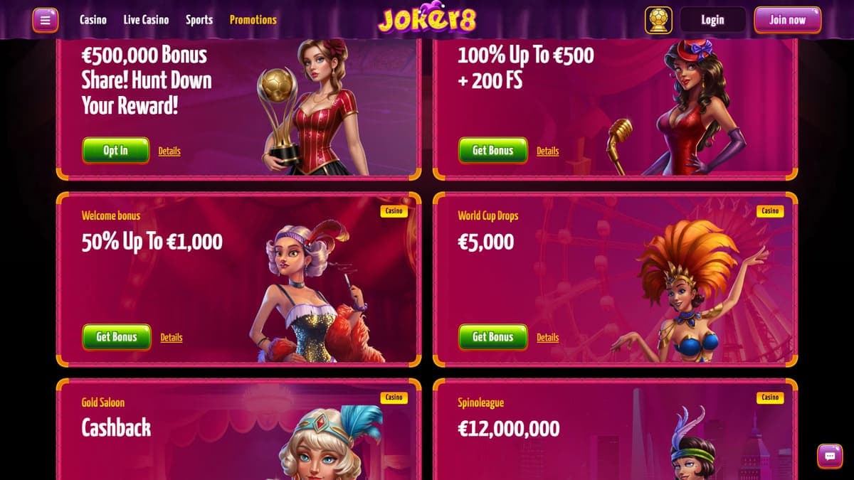 Other promotions Joker8 Casino