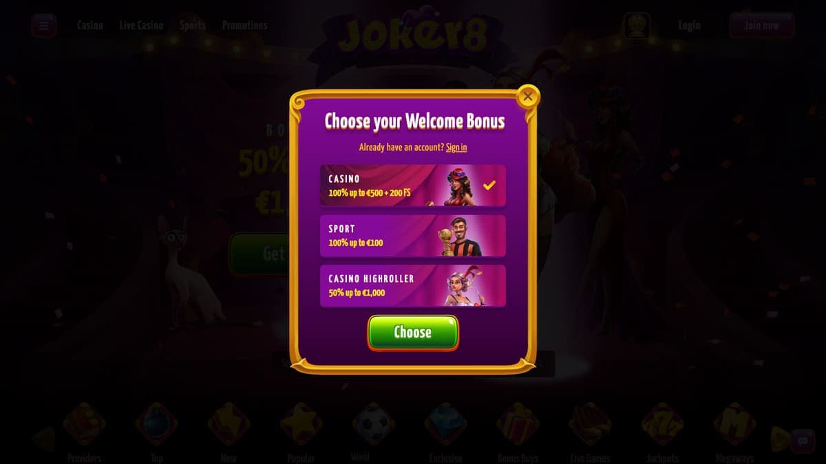 Registration Joker8 Casino