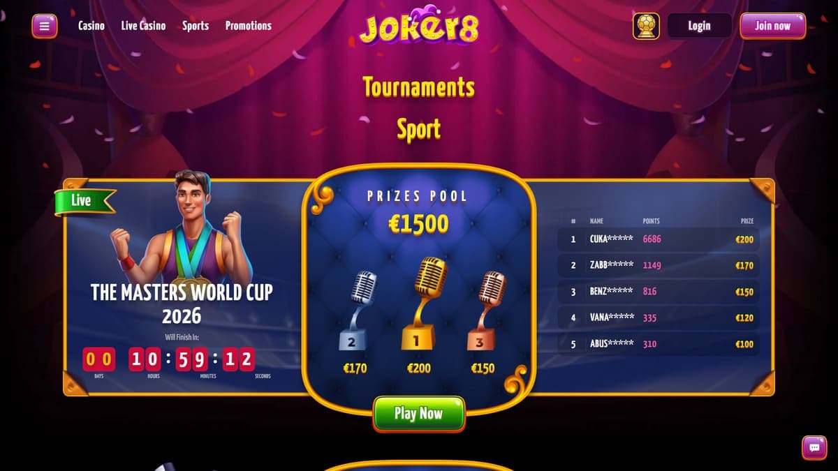 Tournaments Joker8 Casino