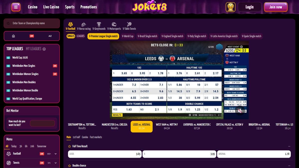 Virtual sports Joker8 Casino