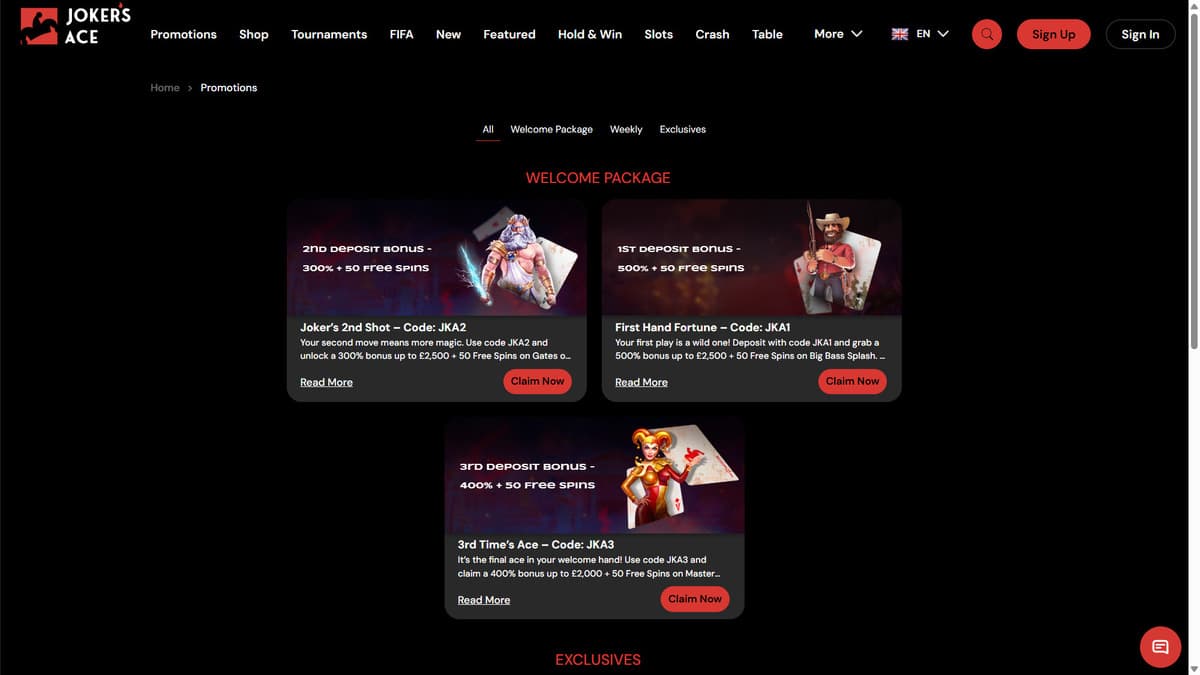 Promotions Jokers Ace Casino