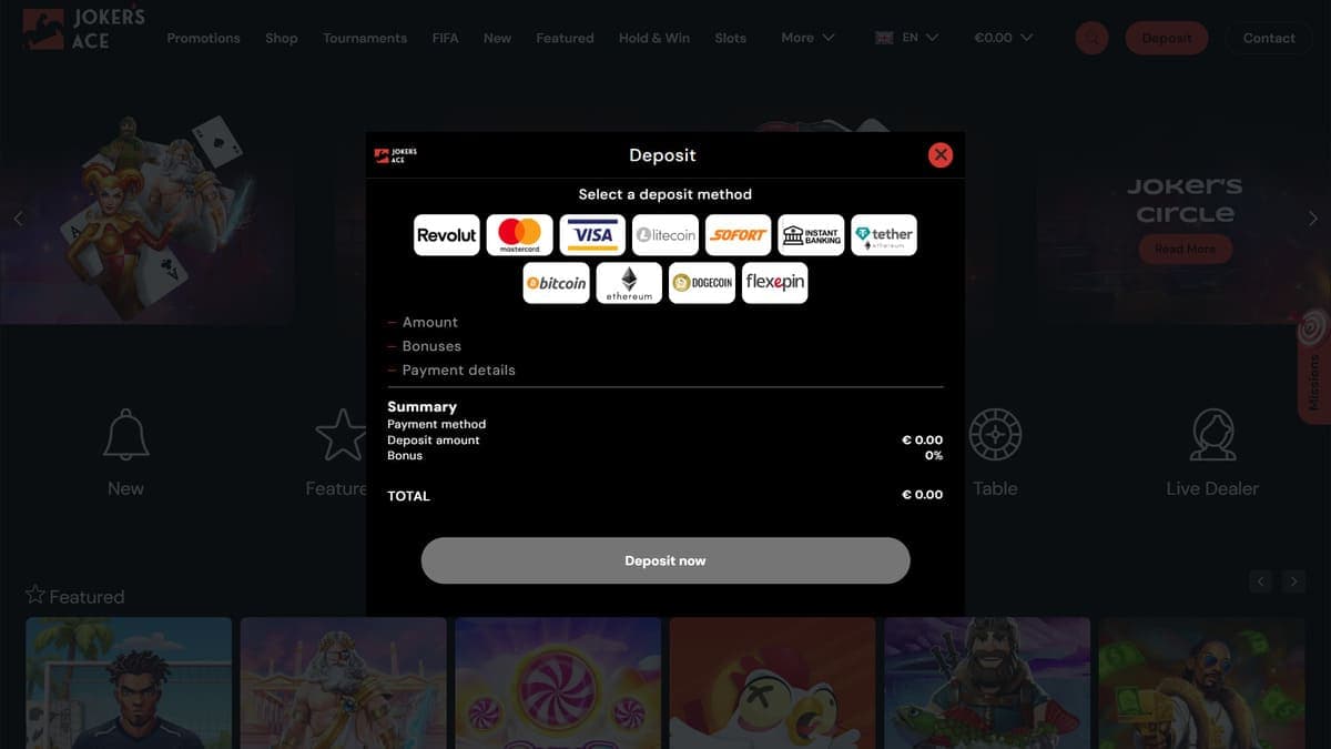 Deposit Jokers Ace Casino